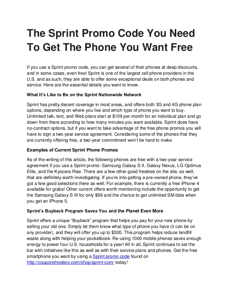 Sprint Promotion Code Free Activation
